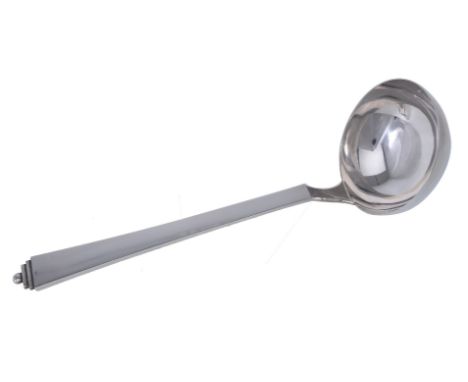 Georg Jensen, a Danish silver Pyramid pattern soup ladle, post 1945 stamped marks, design no. 15, designed by Harald Nielsen 