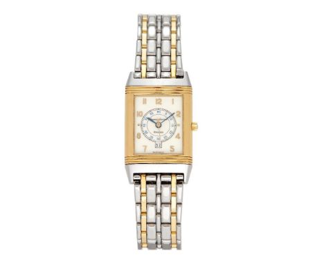 Jaeger-LeCoultre, Reverso Date, ref. 250.5.11, a bi-metal bracelet watch, no. 1721187, circa 1990, quartz movement, 8 jewels,