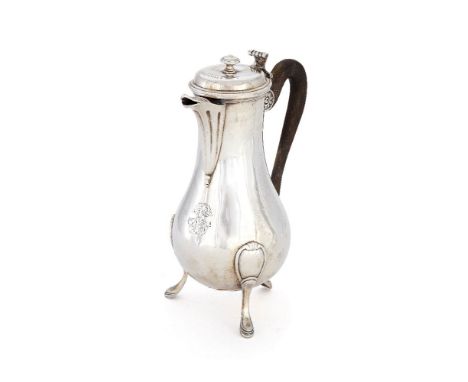 A French Louis XVI silver baluster coffee jug, maker's mark JL (not traced), Paris 1789, with a button final to the domed cov