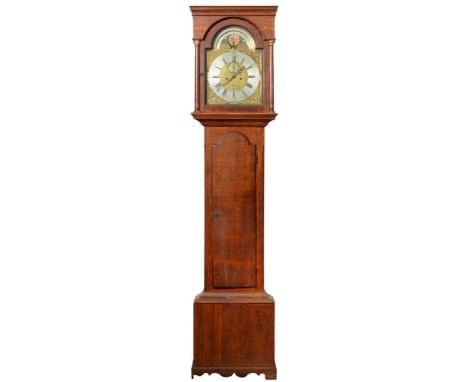 A George III oak eight-day longcase clock, David Paterson, Sunderland, the 12 inch brass breakarched dial with matted centre,