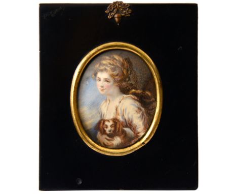 English miniaturist, late 19th century, after George Romney - Portrait Miniature of Emma, Lady Hamilton, ivory, oval 73mm, pa