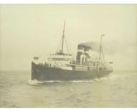 A large maritime albumen print, c 1903-04,&nbsp;Turbine Steamer - "Manxman", 22 Knots Speed, Built by Vickers, Sons &amp; Max