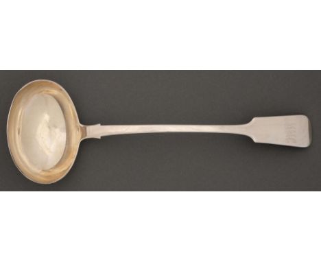 A Victorian silver soup ladle, Fiddle pattern, by Josiah Williams &amp; Co, Exeter 1853, 8oz 2dwt  