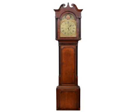 A Victorian oak and crossbanded eight-day longcase clock, Hugh Evans, Holyhead, the 12.5 inch brass breakarched dial with sub