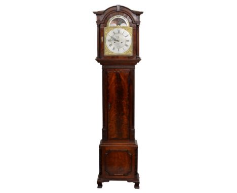 A George III mahogany eight-day longcase clock, J &amp; E Hunter, Longtown, the 13 inch breakarched partly silvered, brass an