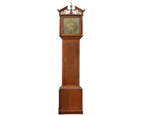 A George II oak eight-day longcase clock, John Wyld, Nottingham, the 11.5 inch brass dial with matted centre, date sector and