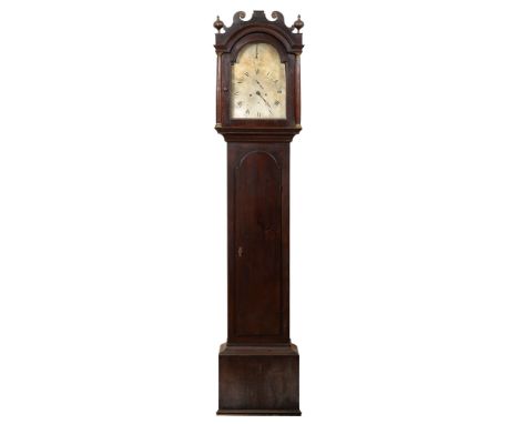 A George III oak eight-day longcase clock, John Benjamin Cole, Barbican London, the 11.5 inch breakarched silvered dial with 