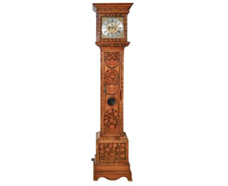 A William III walnut and floral marquetry eight-day longcase clock, Thomas Johnson, Ratcliff Cross [London], the 11 inch bras