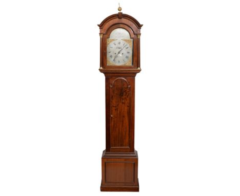 A George III mahogany eight-day longcase clock, Edward Hopkins, Bradford, the 11.5 inch breakarched, silvered dial with date 