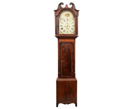 A George III mahogany and inlaid eight-day longcase clock, Charles Robertson ..., the 12 inch breakarched, painted dial with 