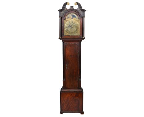 A George III mahogany eight-day longcase clock, Thomas Brown, Chester, the 12 inch brass breakarched dial with date aperture 