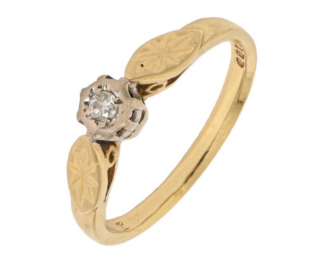 A diamond ring, illusion set, 18ct gold hoop, London 1989, 2.9g, size K  Worn