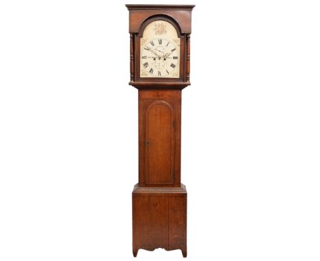 A Victorian oak eight-day longcase clock, Thos. Watson, Newcastle, the 12.5 inch painted dial with brass ringed winding squar