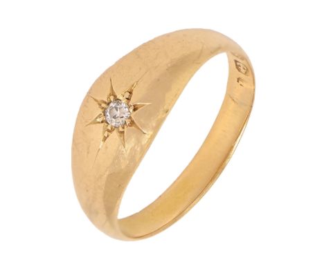 A Victorian diamond ring, gypsy set in 18ct gold, Birmingham, date letter rubbed, 3.2g, size M  Provenance: Property of a lad
