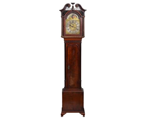 A George III mahogany eight-day longcase clock, Clifton Liverpool, the 12in breakarched brass dial with matted centre, ringed