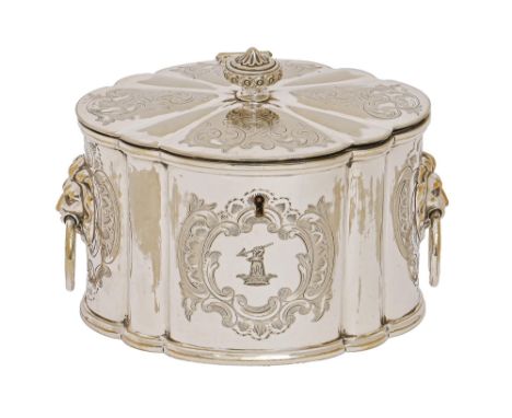 A Victorian EPNS tea caddy, with divided interior, crested, 13cm h, by Henry Wilkinson &amp; Co, c1862-72  Localised wear to 