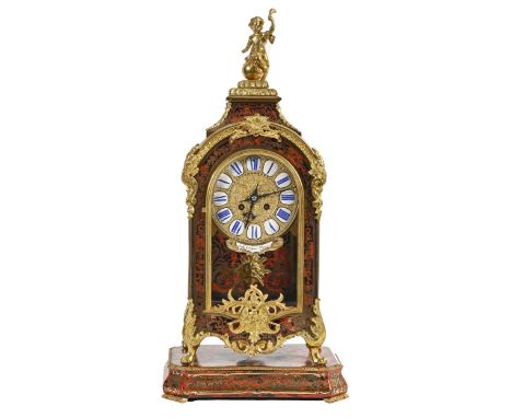 A French gilt lacquered brass mounted Boulle bracket clock, Gille l’Aine a Paris, late 19th c,&nbsp;in Louis XV style, the ca