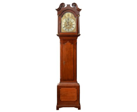 A George III mahogany eight-day longcase clock, Andrew Padbery, Bishops Waltham, the 12 inch brass breakarched dial with matt
