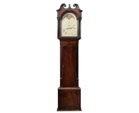 A Victorian mahogany eight-day longcase clock, the 13 inch breakarched and painted dial with date sector and subsidiary secon
