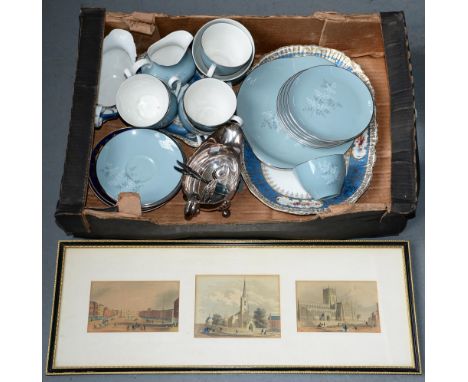 Miscellaneous porcelain and plated ware, 20th c, to include a Royal Doulton Forest Glade pattern tea service, two Copeland sa