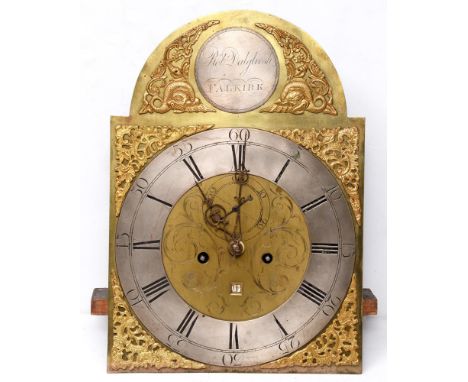 A Scottish George III eight-day longcase clock movement, Robert Dalgliesh, Falkirk, the 13 inch breakarched brass dial with e