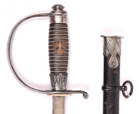 A Third Reich Police officer’s sword, blade 29½” by Clemen &amp; Jung, Solingen, plated steel hilt with wire bound grip and c