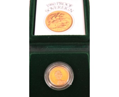 EIIR AV Sovereign, 1980, proof issue, in Royal Mint case, with leaflet. Unc. £250-275.