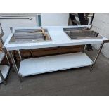 +VAT 180cm stainless steel preparation table with shelf under and upstand (boxed)