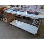 +VAT 180cm stainless steel preparation table with shelf under and upstand (built)