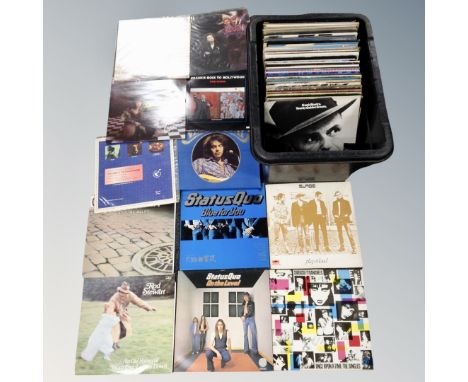 A crate of vinyl records to include Pat Benatar, Slade, Siousxie &amp; The Banshees, Frank Sinatra, Status Quo, Rod Stewart, 