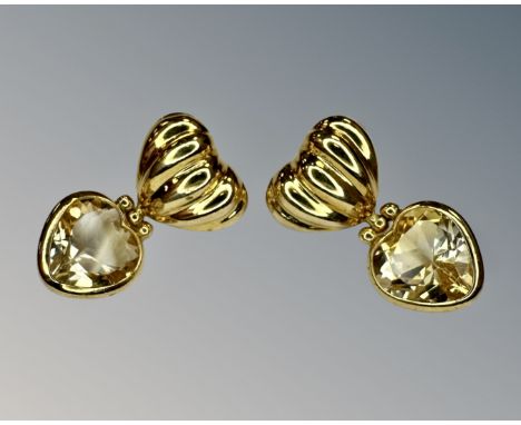 A pair of 18ct gold citrine earrings.