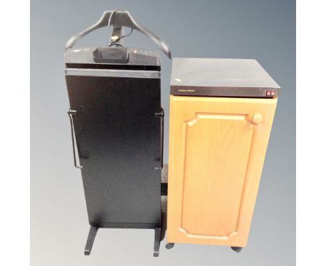 A Morphy Richards food warming cabinet together with a trouser press 