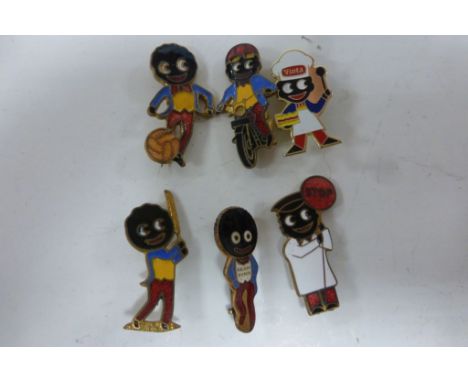 Six vintage Golly badges.