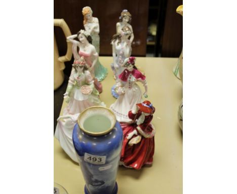 Royal Doulton Childrens Ware Vase together with Two Royal Doulton Ladies, Two Royal Worcester Ladies and Four Coalport Ladies