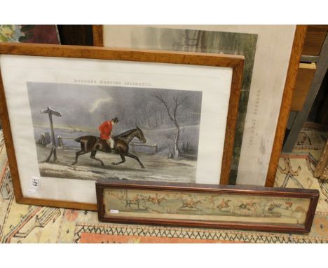 Pair of Framed and Glazed T N H Walsh Dodson's Hunting Incident Prints ' Get Away Foward ' and ' A Pleasant Ride Home ' toget