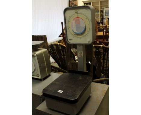A set of vintage Royal Mail salter Thermoscale package scales.