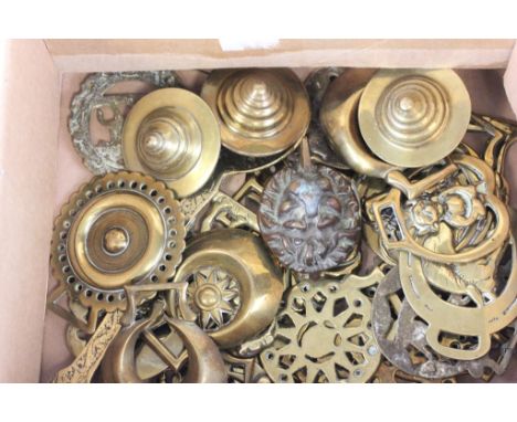 Collection of Horse Brasses together with a Small Lion Mask Door Knocker