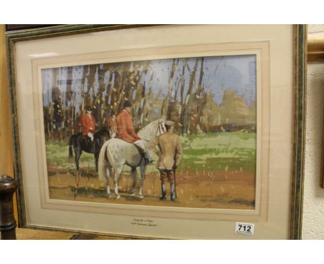 William Norman Gaunt, Watercolour of Hunting Scene entitled ' Stopping for a Chat '