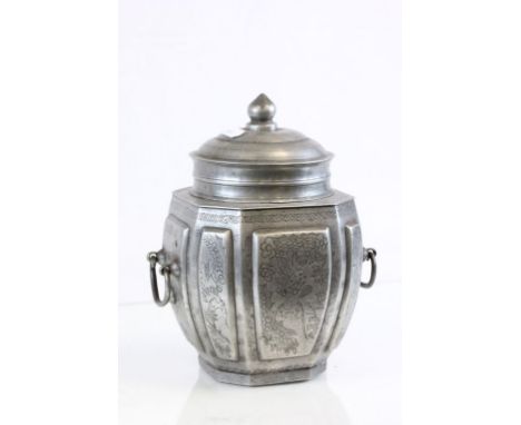 Chinese Pewter Tea Caddy marked to base Yir Tai Chong, Changsha