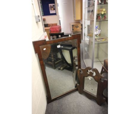 Mahogany Shaped Framed Mirror and another Mahogany Framed Mirror