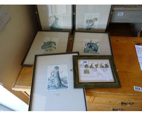 British Wildlife Post Office First Day Cover dated 1977 together with Five Framed and Glazed Limited Edition Signed Prints of