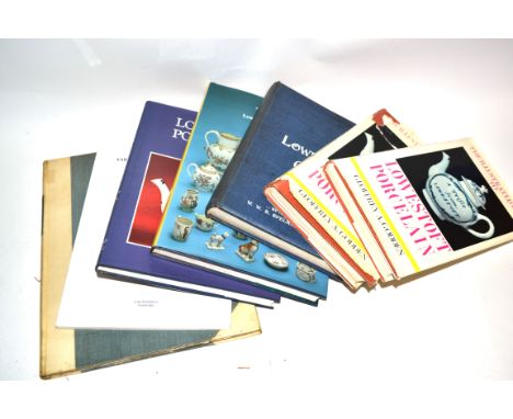 Quantity of ceramic literature mainly on Lowestoft porcelain including Lowestoft China by F Crisp copy number 138/150.