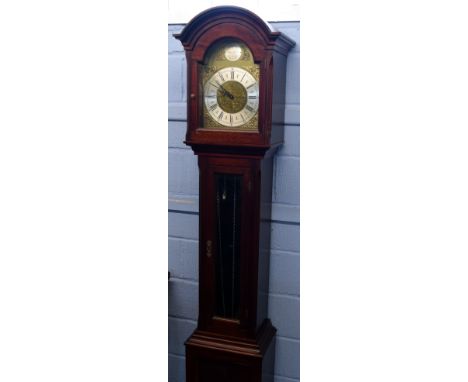 Julian Stanton, Winchester, a late 20th century mahogany cased longcase clock, with arched brass dial, glass panelled door to