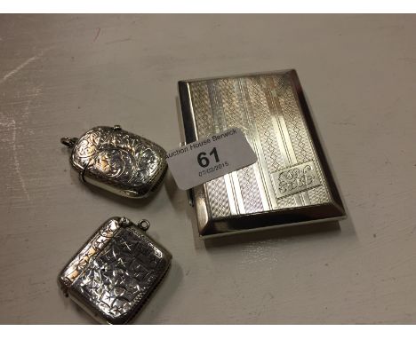 Two vesta cases and a cigarette case 121.4 g 