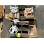 Pallet of Misc. Electrical, Tel-Tru Thermometer BC550R, Hubbell Parts, Harding Fittings, Johnson Cor