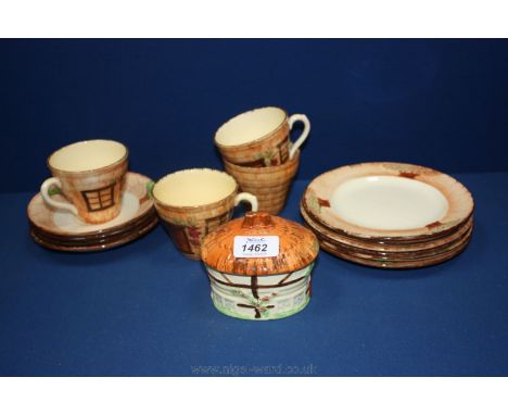 A Burlington Cottage ware part Teaset including four cups and saucers,six tea plates and sugar pot.