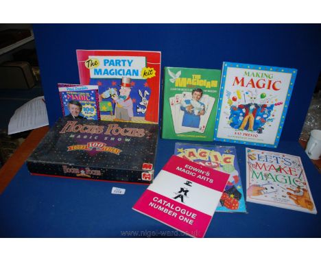 A quantity of magician's Books for children together with a 'Hocus Pocus' magic show set