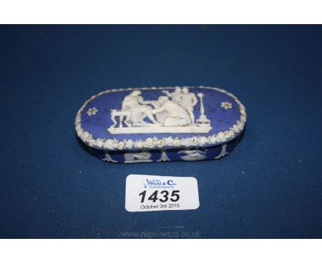 An early Wedgwood oval lidded Trinket/pin dish.  3 3/4''  x 2 1/4'' damaged