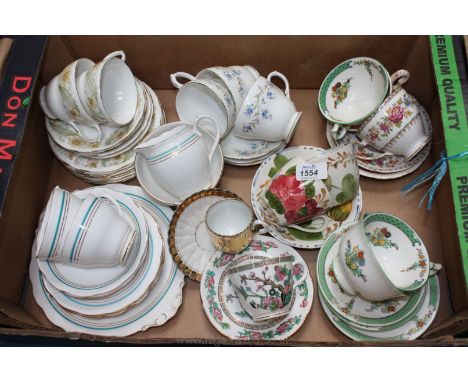 A quantity of cups and saucers including Duchess Tranquility, Solian ware, crescent ware, etc.