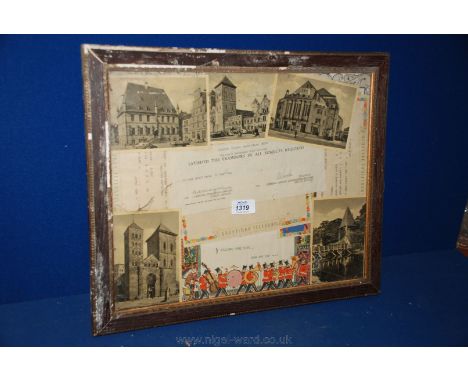 A framed collection of black and white Photographs along with Telegrams to a Private David Edward Price - The Kings Shropshir